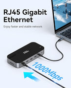 Selore USB C Dock 3 HDMI, Docking Station Dual Monitor,16 in 1 Laptop Docking Station 3 Monitors with Triple HDMI,10G USB A/C 3.1,100W PD,SD/TF,Ethernet,USB C Hub,USB C Dongle for Windows Mac