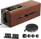 Cinati Large Cable Management Box, 15.8" Wooden Cable Organizer for Floor Wires Storage, Wall Mount Cord Hider Box for Electrical Cord Management, Power Strip Wire Organization for Desktop Home Office