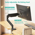WALI Single Monitor Mount, Gas Spring Monitor Arm for 17-34 inch Screens, Adjustable Computer Monitors Stand up to 26.4lbs, with Clamp and Grommet Base, Mounting Holes 75 and 100mm (GSMP001N), Black