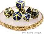Haxtec Temperature Color Chaning Metal DND Dice Set Gold Blue Polyhedral D&D Dice Compatible with Dungeons and Dragons RPG-Gold Black Blue Shift
