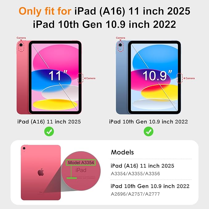 DTTO for iPad 11th (A16)/ 10th Generation Case with Keyboard (2025/2022), 7 Colors Backlit Wireless Detachable Keyboard Leather Folio Cover with Pencil Holder & Pocket, Sea Marble