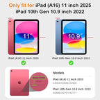 DTTO for iPad 11th (A16)/ 10th Generation Case with Keyboard (2025/2022), 7 Colors Backlit Wireless Detachable Keyboard Leather Folio Cover with Pencil Holder & Pocket, Burgundy Red