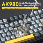 NACODEX Ajazz AK980 Grey Yellow Wireless Mechanical Gaming Keyboard,Tri-Mode BT5.0/2.4GHz/USB-C Hot Swappable Custom Keyboard RGB Backlit Computer Gaming Keyboards for PC/Tablet/PS/Xbox