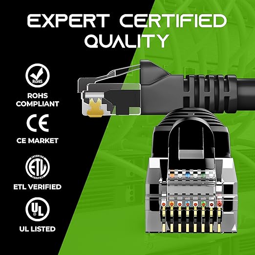 GearIt 24-Pack, Cat5e Ethernet Patch Cable 5 Feet - Snagless RJ45 Computer LAN Network Cord, Black