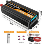 SUDOKEJI 2500W Power Inverter 12V DC to AC 110V/120V (Peak) 5000W Converter 3 sockets car Inverter with Remote Control and LED Display 3.4v USB Port