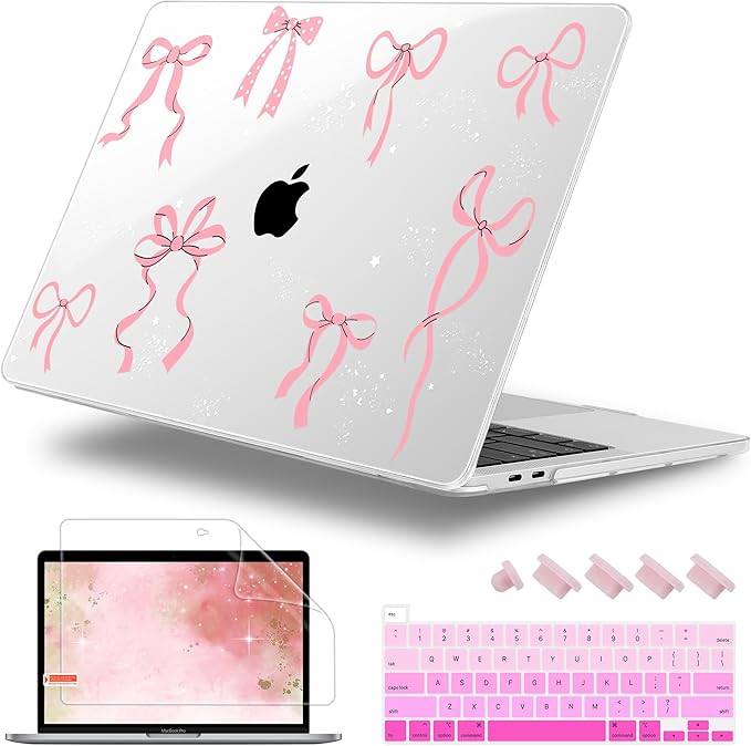 for MacBook Pro 16 inch Case 2019 2020 Release Model A2141, Plastic Hard Shell Cover with Keyboard Cover & Screen Protector for MacBook Pro 16 inch with Touch Bar & Touch ID, Star Bow