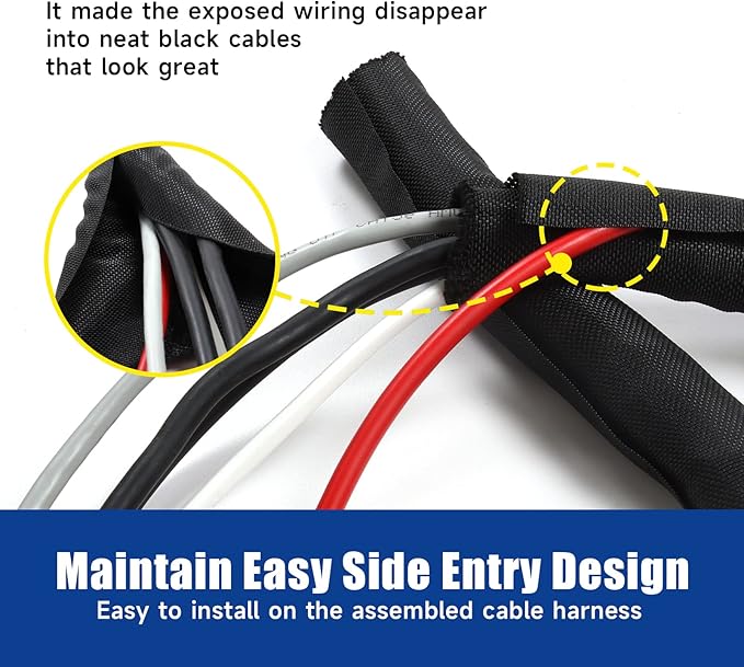 Wire-Loom-Tubing Black Self Wrapping Sleeving Cord Management Protector Coverage for Cables/Wires Harness/Hose/Pip (1/4" - 54 Feet)