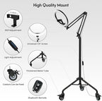 LUXSURE Ring Light Tripod for iPhone, Overhead Camera Mount with Casters,LED Ring Light with Stand and Phone Holder,Phone Tripod with Light for Video Recording/Live Streaming/Cooking