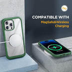 Miracase Glass Series for iPhone 14 Pro Case 6.1 Inch, Full-Body Clear Bumper Case with Built-in 9H Tempered Glass Screen Protector, with Camera Lens Protector, Acacia Green