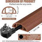 Floor Cord Cover Self Adhesive Cord Hider,20FT Cable Management, Extension Strip Protector for Wires, Prevent Cable Trips for Offices, Gyms, Exhibitions Cavity:0.39"(W) x0.27(H) Wood Red Teak