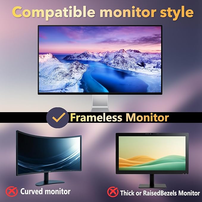 Magnetic Invisible Hidden Design Computer Privacy Screen Filter 27 Inch for Frameless Monitor 16:9 Aspect Ratio, Removable Anti Glare Blue Light Protector, Double Sided Reversible Eye Care 27in Film