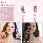 UBeesize 12'' Selfie Ring Light with 62’’ Tripod Stand for Video Recording, Live Streaming(YouTube, Instagram, TIK Tok), Compatible with Phones, Cameras and Webcams Pink