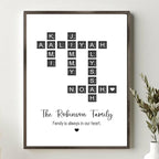 Personalized Family Crossword Scrabble Poster Canvas with Name, Custom Family Scrabble Print, Scrabble Picture with Names, Last Name Sign, Name Crosswords Puzzle Art Family Gifts, Christmas Gifts