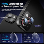 X-it 2 Pack Camera Lens Protector, Shatterproof Anti-Scratch Ultra HD Mechanical Gear Camera Protector, Anti-Glare Tempered Glass Lens Protector for iPhone 15/15 Plus/14/14 Plus,Case Friendly,BlackRed