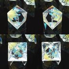 Haxtec Flower DND Dice Set Sharp Edge Dice with Dice Case Handmade Blue Yellow Resin D&D Dice Set for TTRPGs Compatible with Dungeons and Dragons Gifts