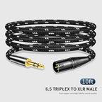 Kumiho XLR Male to 1/4 Inch 6.35mm TRS Stereo Cable Hi-Fi Balanced Bi-Shielded Interconnect Patch Cables for Microphones, Amplifiers, Mixers, Speakers 10FT