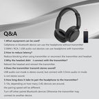 Wireless Bluetooth Headphone Over Ear, Bluetooth Transmitter for TV,PC,3.5mm Audio Device, Wired and Wireless Headset (Black)