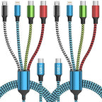 Travel Dual Type-C 4 in 1 Charging Cable, USB C Multi Charging Cable Multi Charging Cable for Multiple Devices, Phone Charging Cable Adapter 2 USB-C/IP/Micro Port for Phones Tablets Galaxy PS & More
