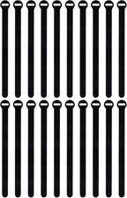 Self-Gripping Cable Ties by Wrap-It Storage, Black, 12 Inch Straps (20-pack) – Reusable Hook and Loop Cord Organizer Cable Ties for Cord Management and Desk or Office Organization
