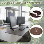 PATIKIL Desk Grommet 3-3/16", 4 Pcs Round Cable Grommet Cord Hole Cover with Adhesive Tape Flexible Table Wire Organizer for Office Home Table Countertop, Deep Brown