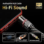 Audiophile HiFi Audio Cable–3.5mm to 3.5mm,6N OFC Core,24K Gold-Plated Plugs,with Nylon Braid,AUX Cable,Compatible with Phone,MP4,Speakers,Amplifiers,TV(1.64ft/0.5m)