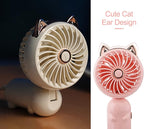 QearFun Handheld Lanyard Fan Portable, Mini Hand Held Fan with USB Rechargeable Battery, 3 Speed Strong Personal Table Fan, 8-12 Hours Small Makeup Fan for Girls Women Travel (Purple&Pink)