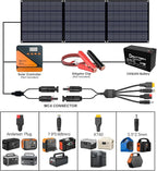 310W 18V Portable Foldable Solar Panel Monocrystalline ETFE 24% High Efficiency Foldable Kickstand Ultra-Light Waterproof IP65 Solar Charger for Power Station Off Grid Outdoor