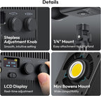 ULANZI 100W RGB Portable LED Video Light w DC Power Adapter, 111Wh Build-in Battery Metal Mini Adjustable Color Temperature COB Continuous Output Lighting Handheld Spotlight 2700K-6500K for Video