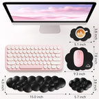 Cloud Wrist Rest for Computer Keyboard, 4-in-1 Memory Foam Leather Cloud Keyboard Wrist Rest and Mouse Pad Set with Ergonomic Support for Arm and Palm Cushion, Gaming/Work Setup, Black