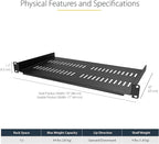 StarTech.com 4U Wall Mount Network Rack - 14 Inch Deep (Low Profile) - 19" Patch Panel Bracket & Server Rack Shelf - Universal Vented Cantilever Tray