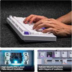 EPOMAKER Galaxy100 QMK/VIA Wireless Mechanical Keyboard with 8000mAh Battery and Numpad, CNC Aluminum, Full Size Gaming Keyboard, USB-C/BT5.0/2.4Ghz (White Purple, Wisteria Linear Switch)