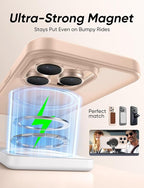 MAGIC JOHN 360° Rotatable Magnetic Invisible Stand for iPhone 15 Pro Max Case [Anti-Slip Grip] [Compatible with MagSafe] 16FT Shockproof for iPhone 15 Pro Max Case with Kickstand, Rose Gold