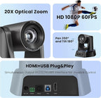 HDMI 20X Optical Zoom PTZ Conference Room Camera System, 1080P 60fps USB3.0 Computer Camera with Microphone & Bluetooth Speakerphone, Easy Setup for Church & Meetings