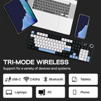 EPOMAKER X Aula F108 PRO Wireless Gaming Keyboard with Screen, 8000mAh Battery, 104 Hot-Swappable and Programmable Keys and Knob, RGB Backlight, for Mac/PC/Android (Blue&White&Black)