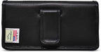 Turtleback Belt Holder for iPhone 16 Pro, 16e, 15 pro 14 Pro 13 Pro -Small- Fits w/Slim MagSafe Style Cases, Premium Black Leather Horiz. Belt Holster, Magnetic Closure, Leather Wrapped Belt Clip