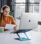 Adjustable Laptop Stand for Desk,Portable Laptop Stand Holder and Riser,Foldable Aluminum Notebook Computer Stands for MacBook Air Pro HP Lenovo Dell Samsung Chromebook, 10-15.6 inch,Navy Blue