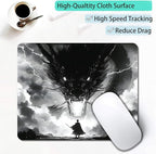 Japanese Samurai Cartoon Anime Dragon Custom Mouse Pad with Non-Slip Rubber, Small Square Design for Wireless Laptop & Computer Mouse Pads for Desk, 9.5 x 7.9 inch Smooth Surface for Gaming & Office