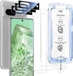SMARTDEVIL [3+3 Pack for Google Pixel 8 Screen Protector with Camera Lens Protector, Finger Print Reader Compatible, Fast & Easy Installation, Clear 9H Tempered Glass Film, Alignment Frame