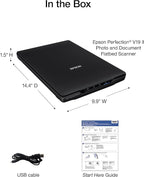 Epson Perfection V19 II Color Photo and Document Flatbed Scanner with 4800 dpi Optical Resolution, USB Power and High-Rise, Removable Lid