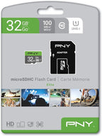 PNY 32GB Elite Class 10 U1 microSDHC Flash Memory Card - 100MB/s Read, Class 10, U1, Full HD, UHS-I, Micro SD