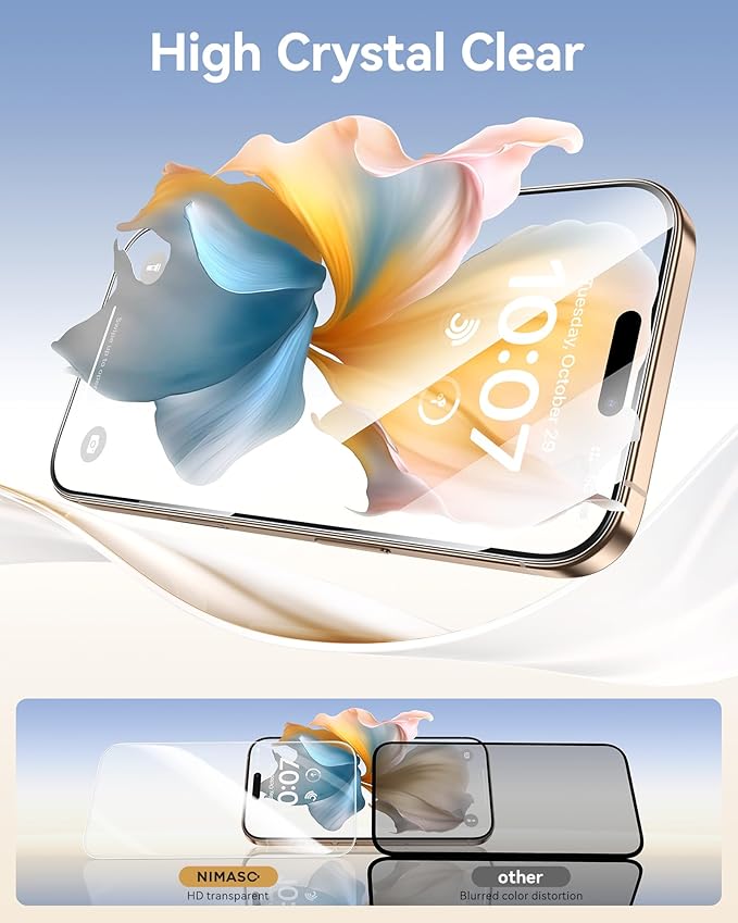 NIMASO for iPhone 16 Pro Max Screen Protector, 3 Pack Tempered Glass Screen Protector for iPhone 16, Automatic Dust Removal, Instant Installation,HD Clear, 9H Hardness Shockproof (6.9 inches)