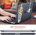 Mektron for MacBook Air 13 Case A1466/A1369 (2010-2017 Release), Snap-on Plastic Hard Shell Cover for MacBook Air 13.3 inch with Keyboard Cover,Colorful Giraffe Black