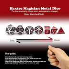 Haxtec Temperature Metal DND Dice Set Color Changing Polyhedral D&D Dice Set Compatible with Dungeons and Dragons RPG-Silver Black Red Shift