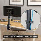 Mount-It! Single Monitor Desk Mount – Computer Screen Stand with Full Motion Adjustability – VESA Monitor Bracket Up to 32" 19.8 lbs – 360° Rotation, 160° Swivel, 40° Tilt – Clamp & Grommet Base