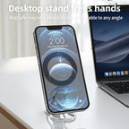 RESPECTED-BRO-Magnetic-Phone-Grip-Stand-with-Finger-Strap, 4-in-1 Magnetic Ring Holder, Kickstand and Elastic Strap for Smartphones, Universal Fit for iPhone, Android, and Cases (Silver)