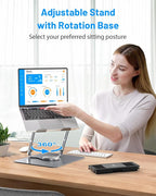 Laptop Cooling Stand with Detachable Thermoelectric Cooler, Adjustable Height & Angle, 360 Rotation Base, Carbon Steel Framework, Ultra-Quiet & Super Sturdy for up to 15.6” Laptop (Grey)