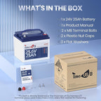 24V 25Ah LiFePO4 Battery, 2C High Discharge Rate Built-in 50A BMS 640Wh Lithium Battery, 1280W Continuous Load Power for Mobility Scooters, Electric Wheelchairs, Farm Equipment, etc