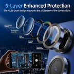 X-it Camera Lens Protector for Samsung S25, 9H Tempered Glass, Independent Metal Aluminum Edge Original Protection Design, Suitable for Phone Case, Anti-scratch, Anti-reflective,Navy