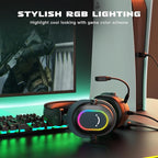 FIFINE Gaming Headset for PC-Wired Headphones with Microphone-7.1 Surround Sound Computer USB Headset for Laptop, Streaming Headphones on PS4/PS5, with EQ Mode, RGB, Soft Ear Pads - AmpliGame H6