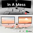 Dual Monitor Stand Riser,Wing-Shaped Sturdy Desktop Computer Wood Stand for 2 Monitors Cute Monitor Riser for Laptop, PC, Computer,Pink